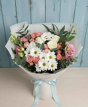 Букет цветов из:  Розы, Лизиантусы и Хризантемы в Пироговском