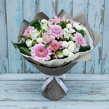 Букет цветов из:  Герберы, Альстромерии и Хризантемы в Пироговском
