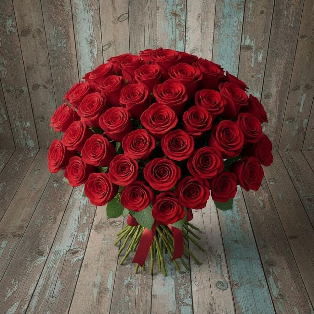 Букет 55 Красных роз Фридом в Пироговском