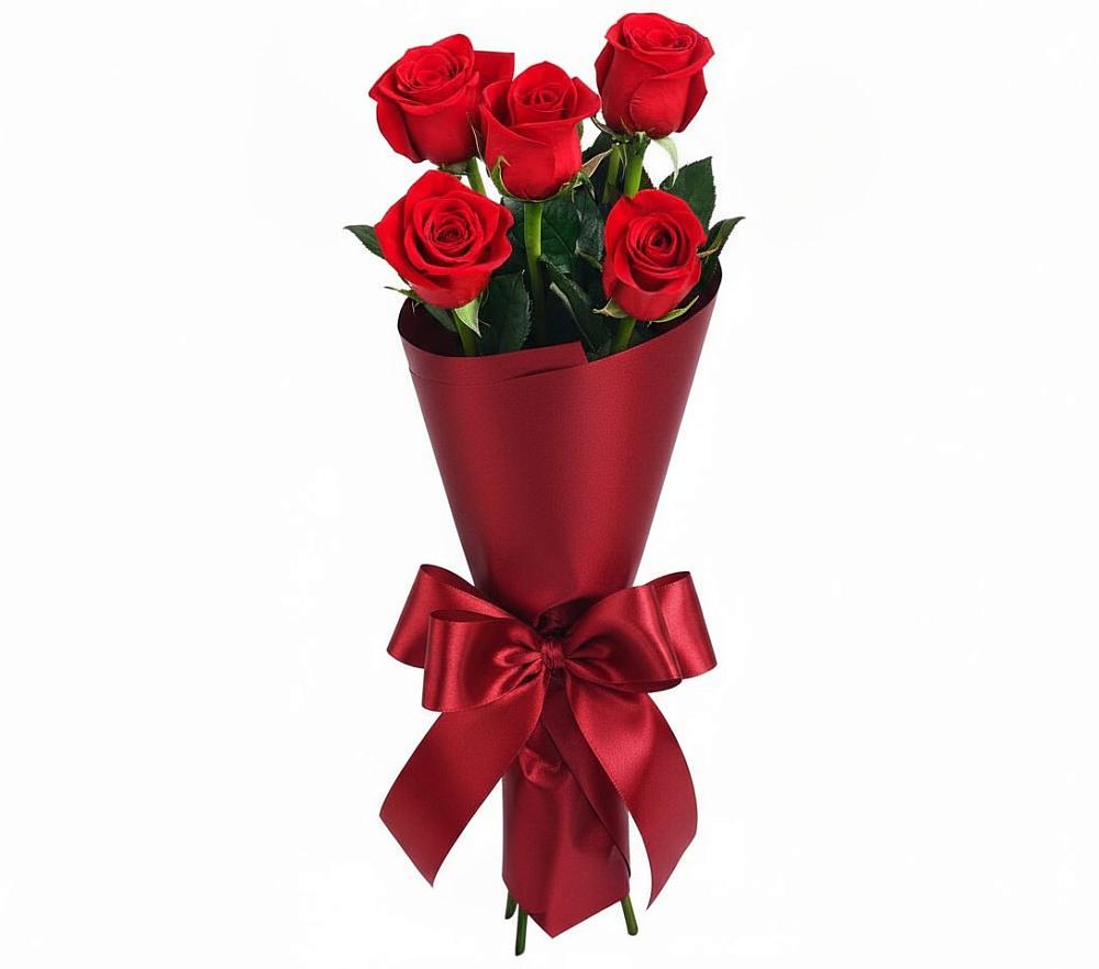 Букет 5 Красных роз Эдлесс Лав в Пироговском