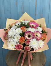 Букет цветов из:  Розы, Герберы и Хризантемы в Пироговском