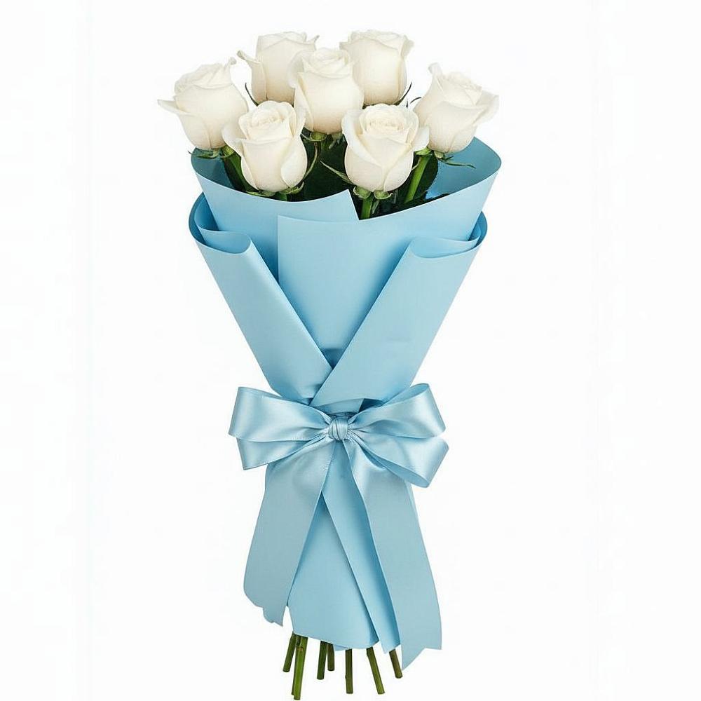 Букет 7 белых роз Проуд в Пироговском