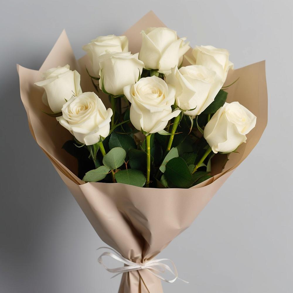 Букет 9 Белых роз Эдлесс Лав в Пироговском