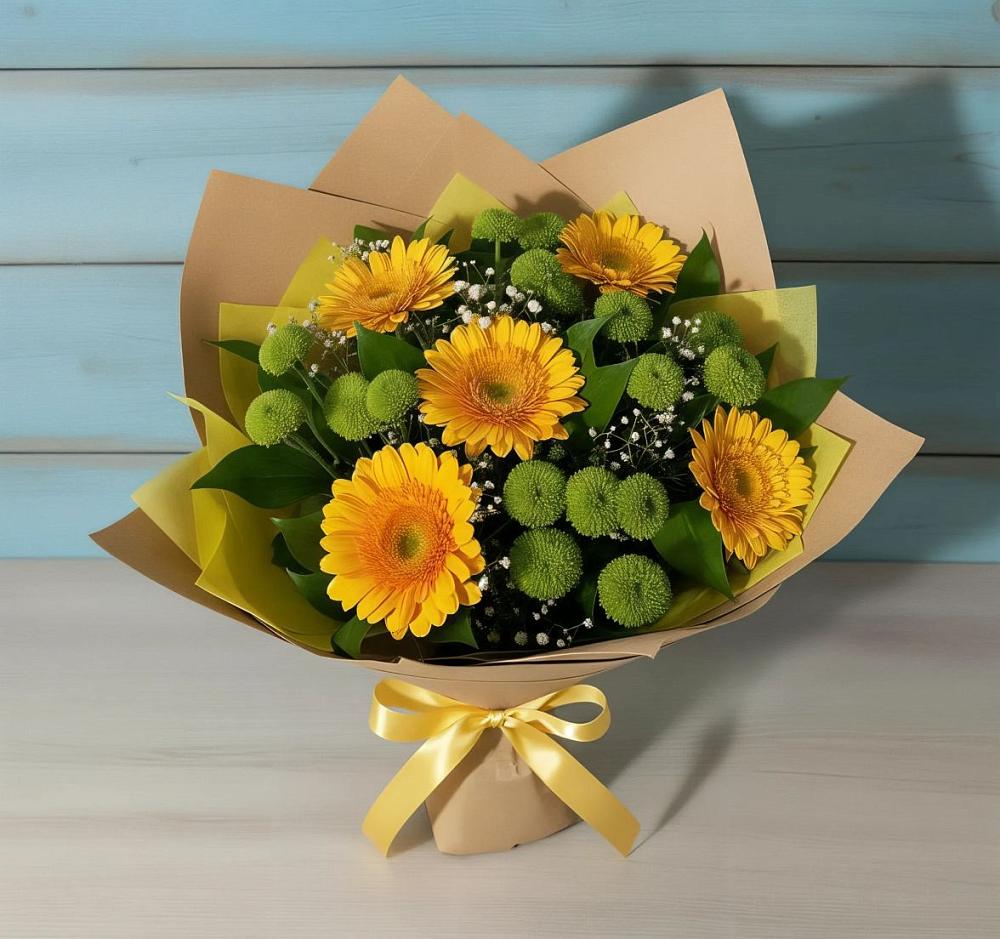 Букет цветов из: Герберы и Хризантемы в Пироговском