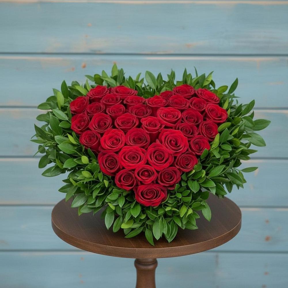 Цветочная композиция из Розы в виде сердца в Пироговском