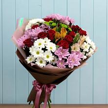 Букет цветов из:  Розы, Хризантемы и Альстромерии в Пироговском