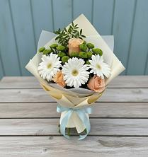 Букет цветов из:  Герберы, Розы и Хризантемы в Пироговском