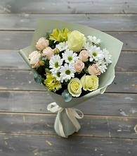 Букет цветов из:  Альстромерии, Розы и Хризантемы в Пироговском